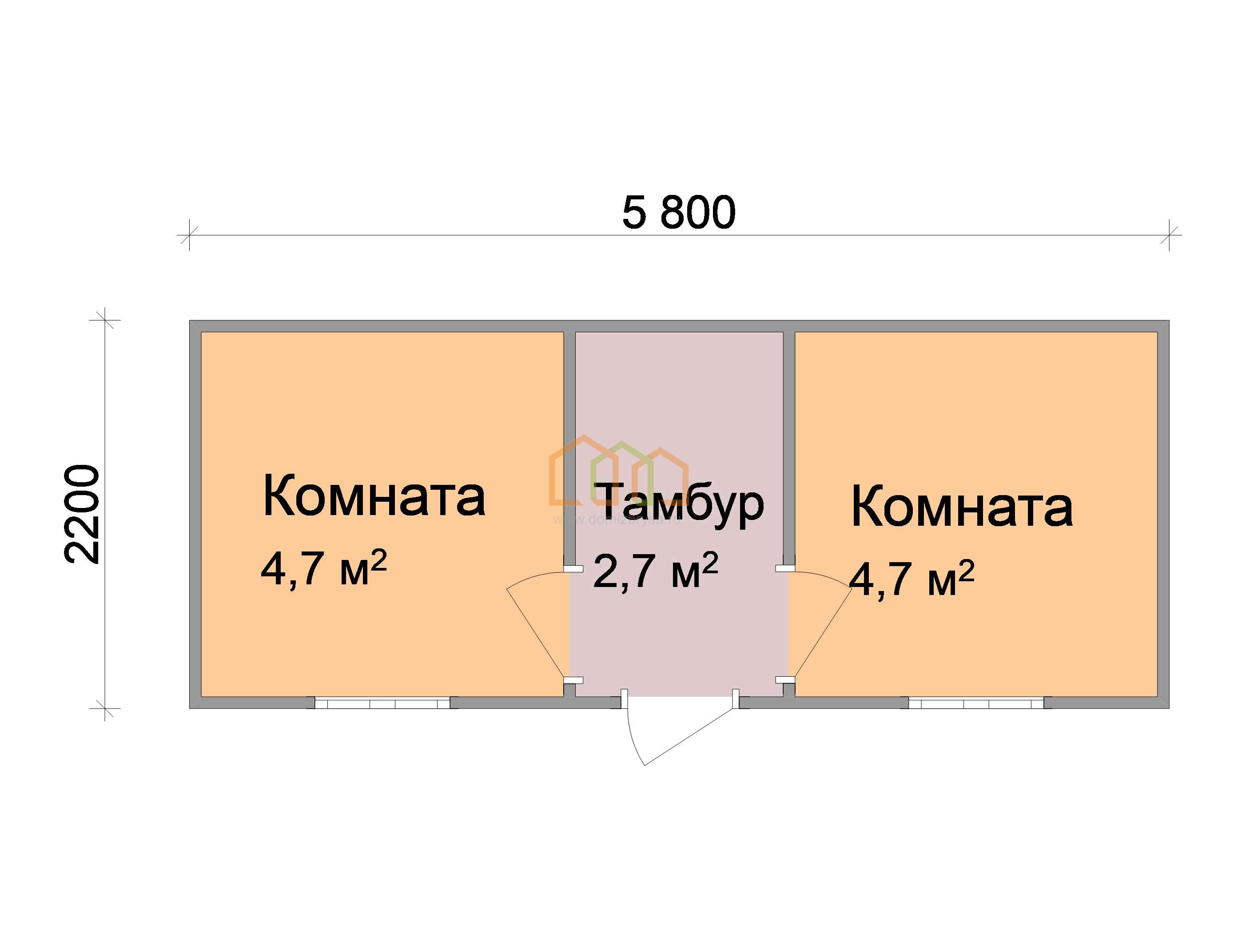 Дачная бытовка 2-х комнатная Лилия - 3 5.8x2.2 Площадь: 12.76 м² в готовом  виде под ключ в Волжском и области